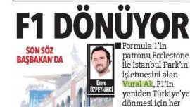 F1 DÖNÜYOR