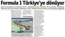 FORMULA 1 TÜRKİYE'YE DÖNÜYOR