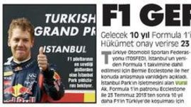 F1 GERİ DÖNÜYOR