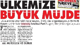 ÜLKEMİZE BÜYÜK MÜJDE