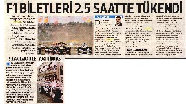 F1 BİLETLERİ 2.5 SAATTE TÜKENDİ